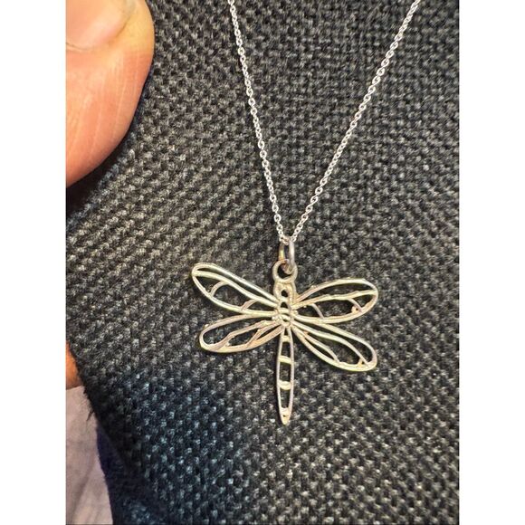 Dragonfly Sterling Silver Necklace Pendant, 18”, NEW, Handmade, Artisan - Picture 1 of 6